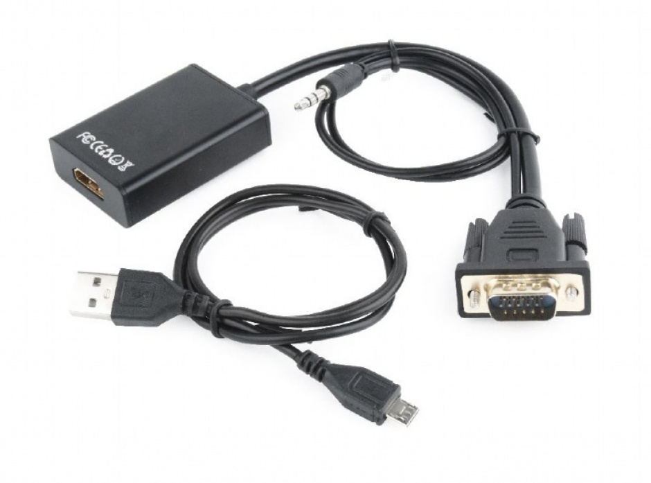Imagine Adaptor VGA la HDMI cu audio si alimentare USB, Gembird A-VGA-HDMI-01